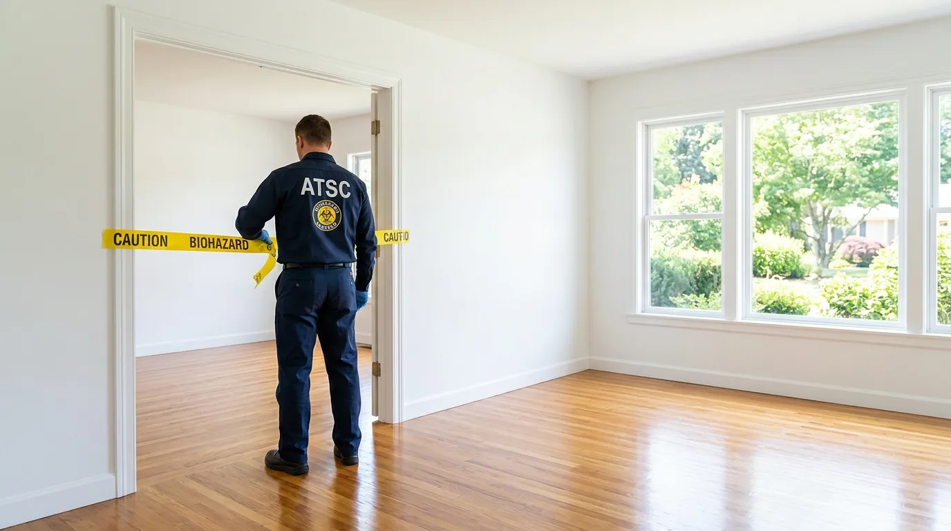 Certified biohazard cleanup crew performing Decomposition Cleanup in Charter Oak